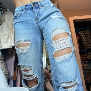 Low Rise Boyfriend Ripped Jeans